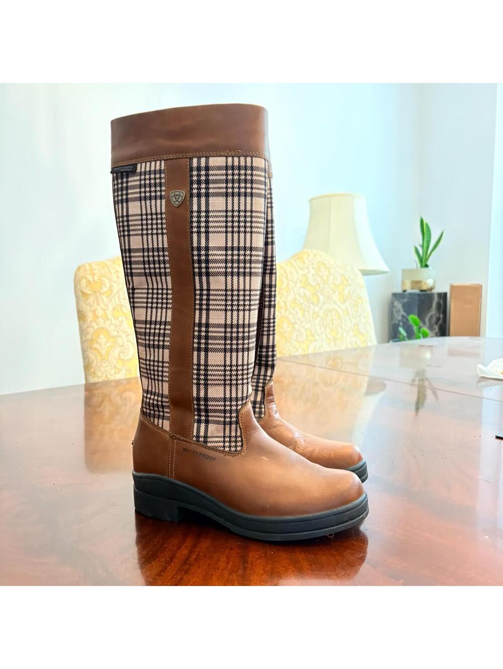 Ariat Baker Tall Boots Brown/Baker Plaid Size 6B Horseback Riding Boots